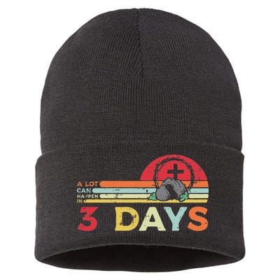 Easter A Lot Can Happen In 3 Days Religious Sustainable Knit Beanie