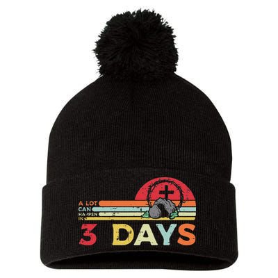 Easter A Lot Can Happen In 3 Days Religious Pom Pom 12in Knit Beanie