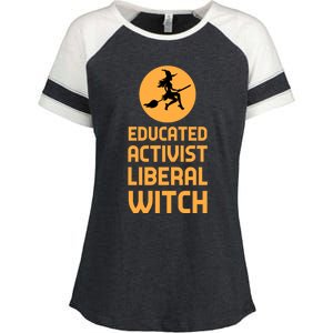 Educated Activist Liberal Witch Halloween Design Cool Gift Enza Ladies Jersey Colorblock Tee