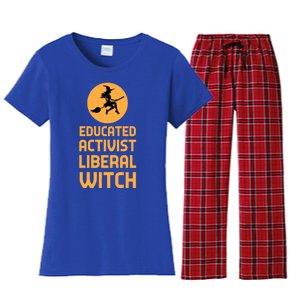 Educated Activist Liberal Witch Halloween Design Cool Gift Women's Flannel Pajama Set