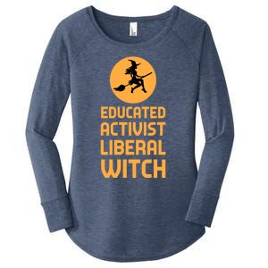 Educated Activist Liberal Witch Halloween Design Cool Gift Women's Perfect Tri Tunic Long Sleeve Shirt