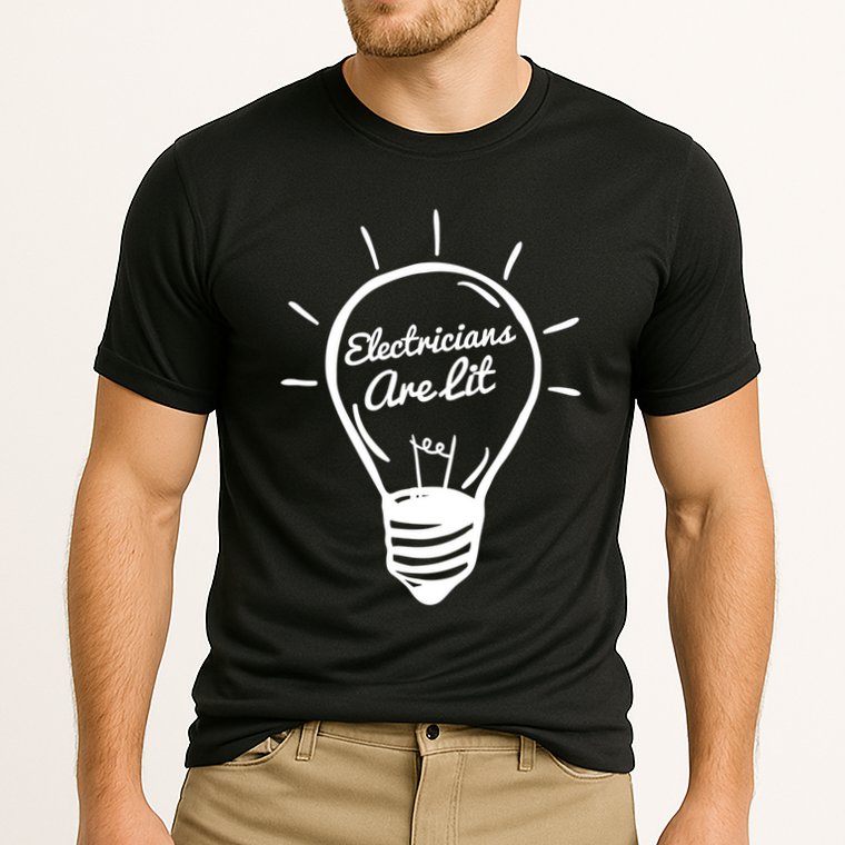 Electricians Are Lit Lightbulb Funny Electrician Gift Cooling Performance Crew T-Shirt