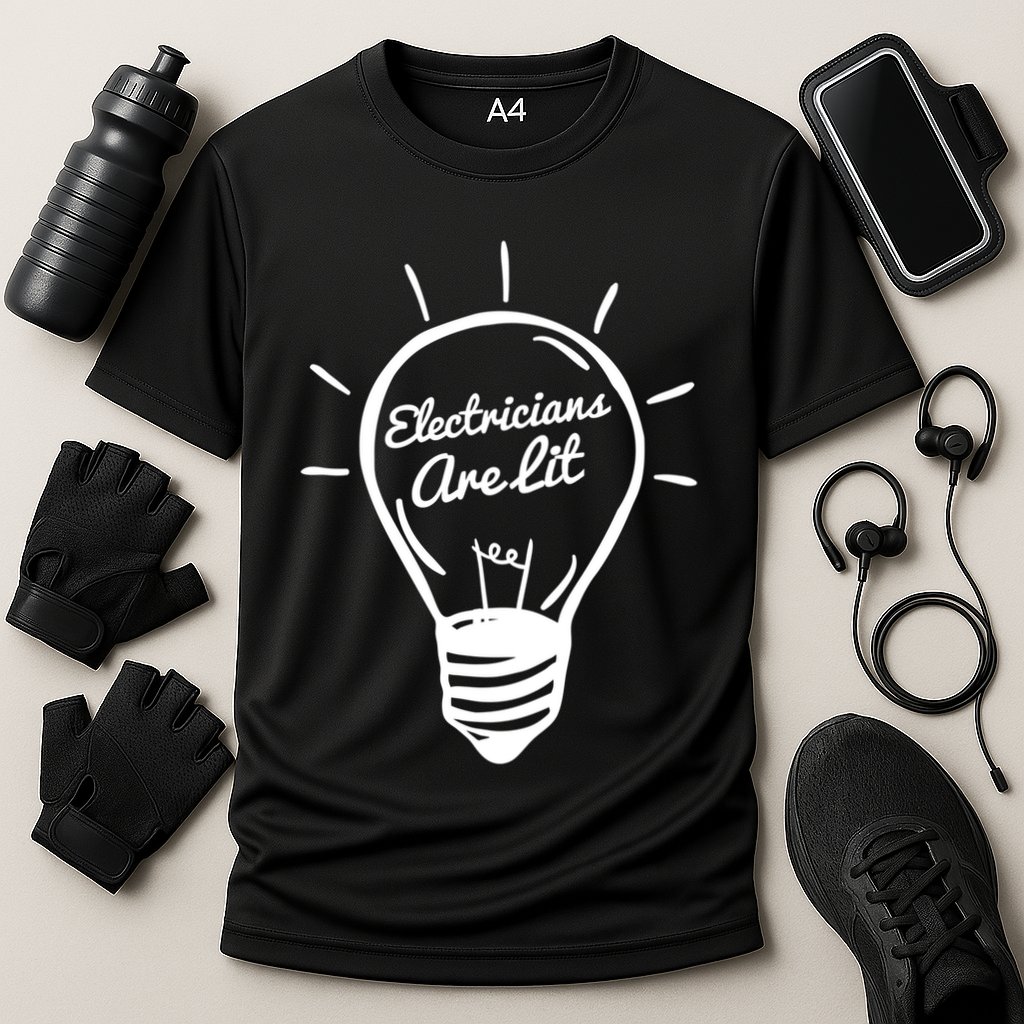 Electricians Are Lit Lightbulb Funny Electrician Gift Cooling Performance Crew T-Shirt