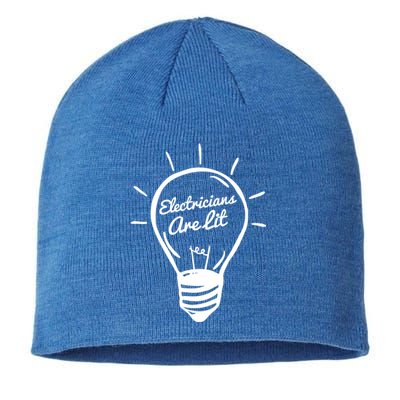 Electricians Are Lit Lightbulb Funny Electrician Gift Sustainable Beanie