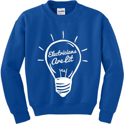 Electricians Are Lit Lightbulb Funny Electrician Gift Kids Sweatshirt