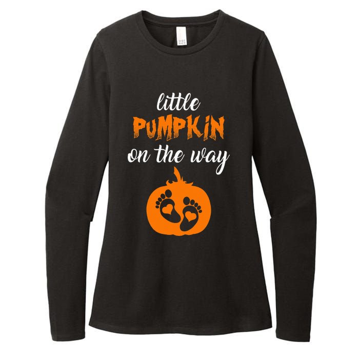 Expecting a Little Pumpkin Cute Pregnancy Graphic Womens CVC Long Sleeve Shirt