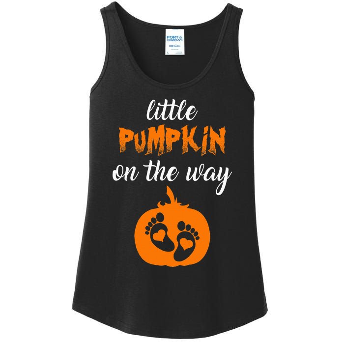 Expecting a Little Pumpkin Cute Pregnancy Graphic Ladies Essential Tank