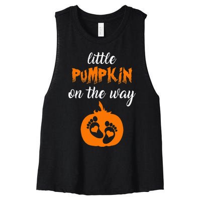 Expecting a Little Pumpkin Cute Pregnancy Graphic Women's Racerback Cropped Tank