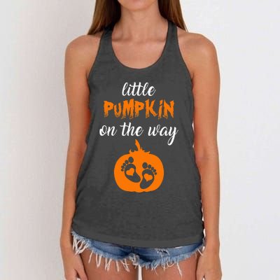 Expecting a Little Pumpkin Cute Pregnancy Graphic Women's Knotted Racerback Tank