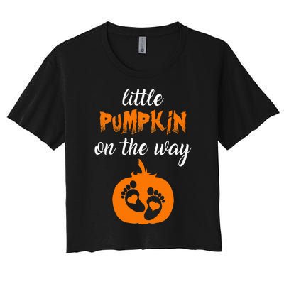 Expecting a Little Pumpkin Cute Pregnancy Graphic Women's Crop Top Tee