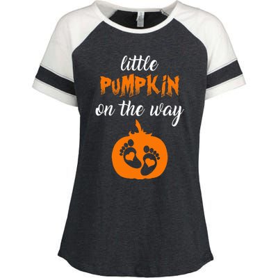 Expecting a Little Pumpkin Cute Pregnancy Graphic Enza Ladies Jersey Colorblock Tee