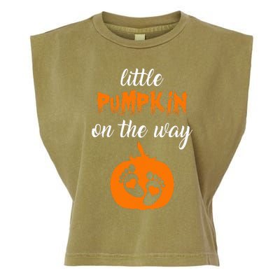 Expecting a Little Pumpkin Cute Pregnancy Graphic Garment-Dyed Women's Muscle Tee