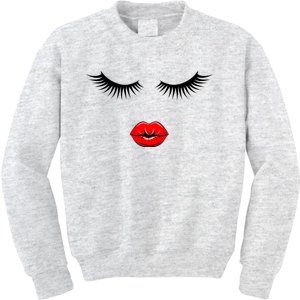 Eyelashes And Lips Kids Sweatshirt