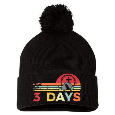 Easter A Lot Can Happen In 3 Days Religious Pom Pom 12in Knit Beanie