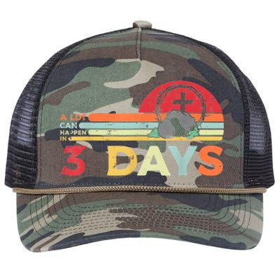 Easter A Lot Can Happen In 3 Days Religious Retro Rope Trucker Hat Cap