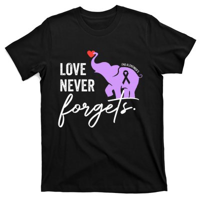 End Alzheimers Love Never Forgets Alzheimers Awareness T-Shirt