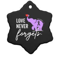 End Alzheimers Love Never Forgets Alzheimers Awareness Ceramic Star Ornament