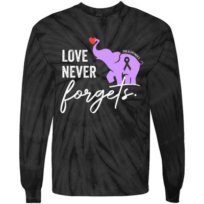 End Alzheimers Love Never Forgets Alzheimers Awareness Tie-Dye Long Sleeve Shirt