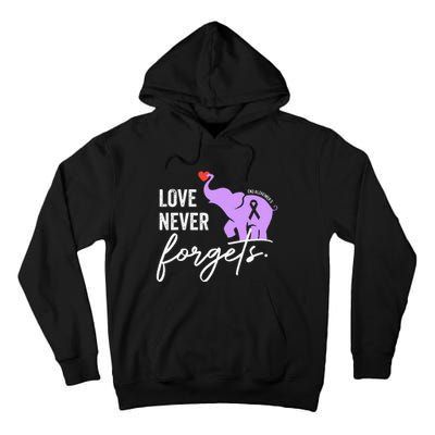 End Alzheimers Love Never Forgets Alzheimers Awareness Tall Hoodie