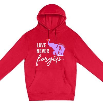 End Alzheimers Love Never Forgets Alzheimers Awareness Premium Pullover Hoodie