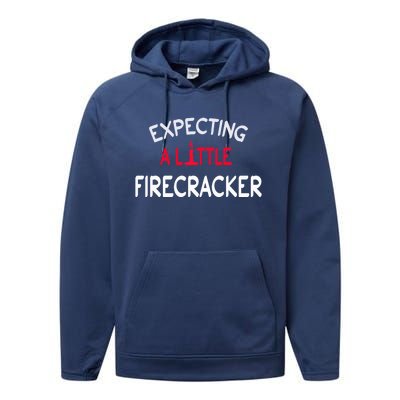 Expecting A Little Firecracker 4th Of July Reveal Mom Meaningful Gift Performance Fleece Hoodie