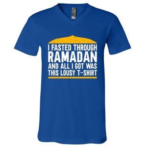 Eid Alfitr Mubarak Kareem Karim Celebration Fasted Through R Cute Gift V-Neck T-Shirt