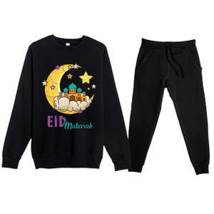 Eid Alfitr Mubarak Kareem Happy Ramadan Karim Premium Crewneck Sweatsuit Set