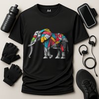 Elephant Animal Motif Artwork Elephant Cooling Performance Crew T-Shirt