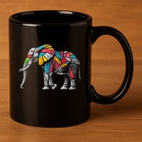 Elephant Animal Motif Artwork Elephant 11oz C Handle Ceramic Mug