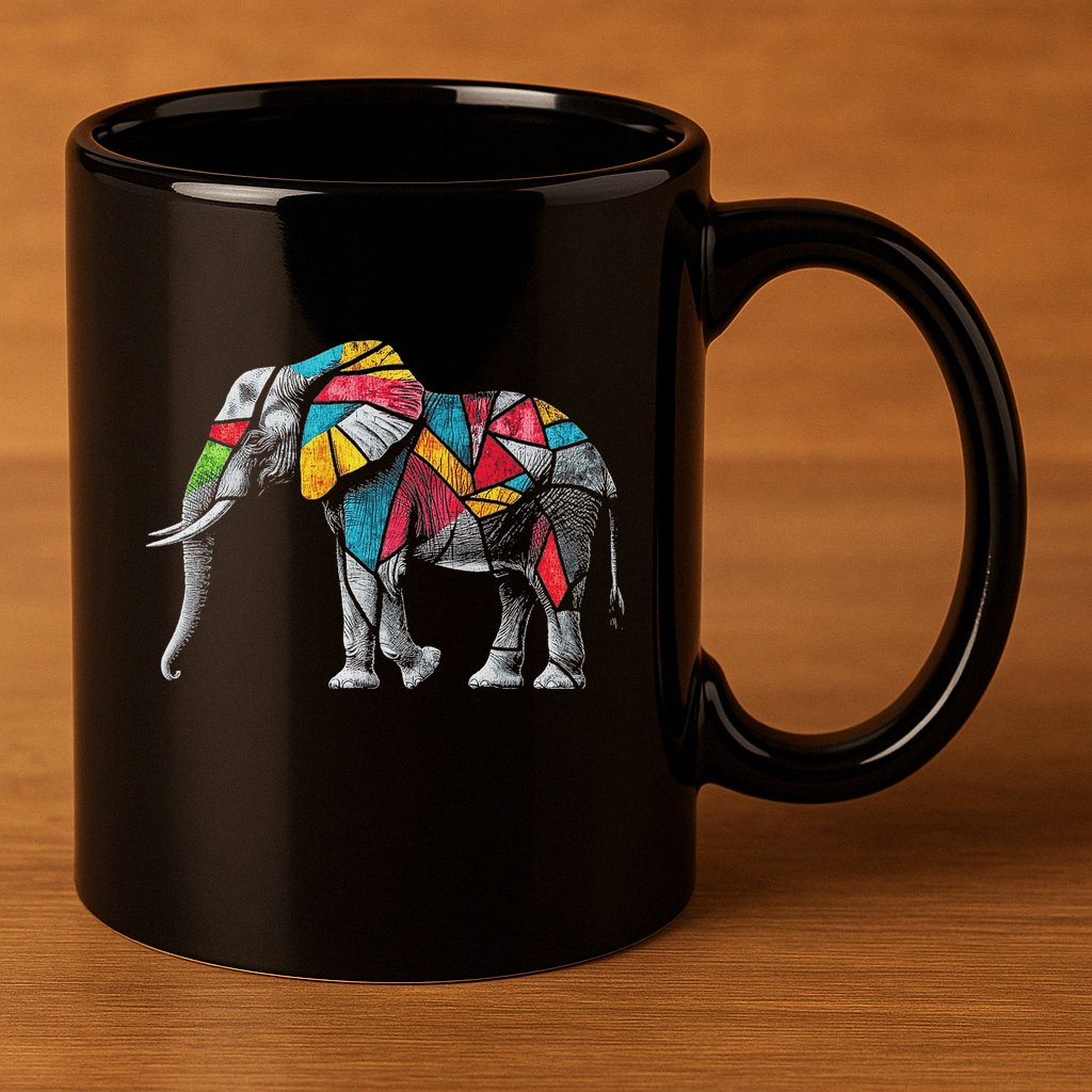 Elephant Animal Motif Artwork Elephant 11oz C Handle Ceramic Mug