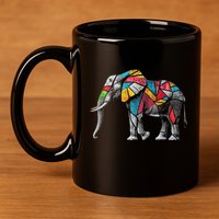 Elephant Animal Motif Artwork Elephant 11oz C Handle Ceramic Mug