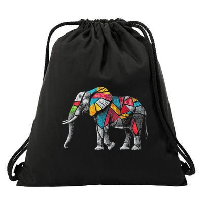 Elephant Animal Motif Artwork Elephant Drawstring Bag