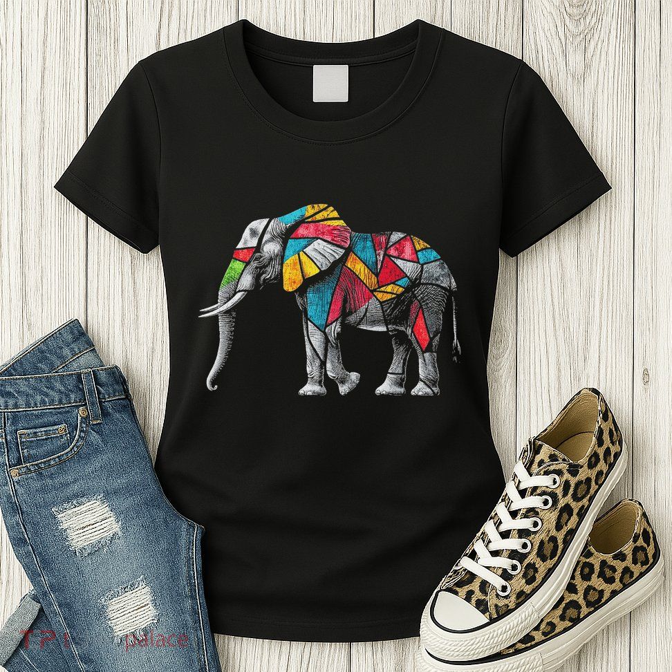 Elephant Animal Motif Artwork Elephant Womens T-Shirt