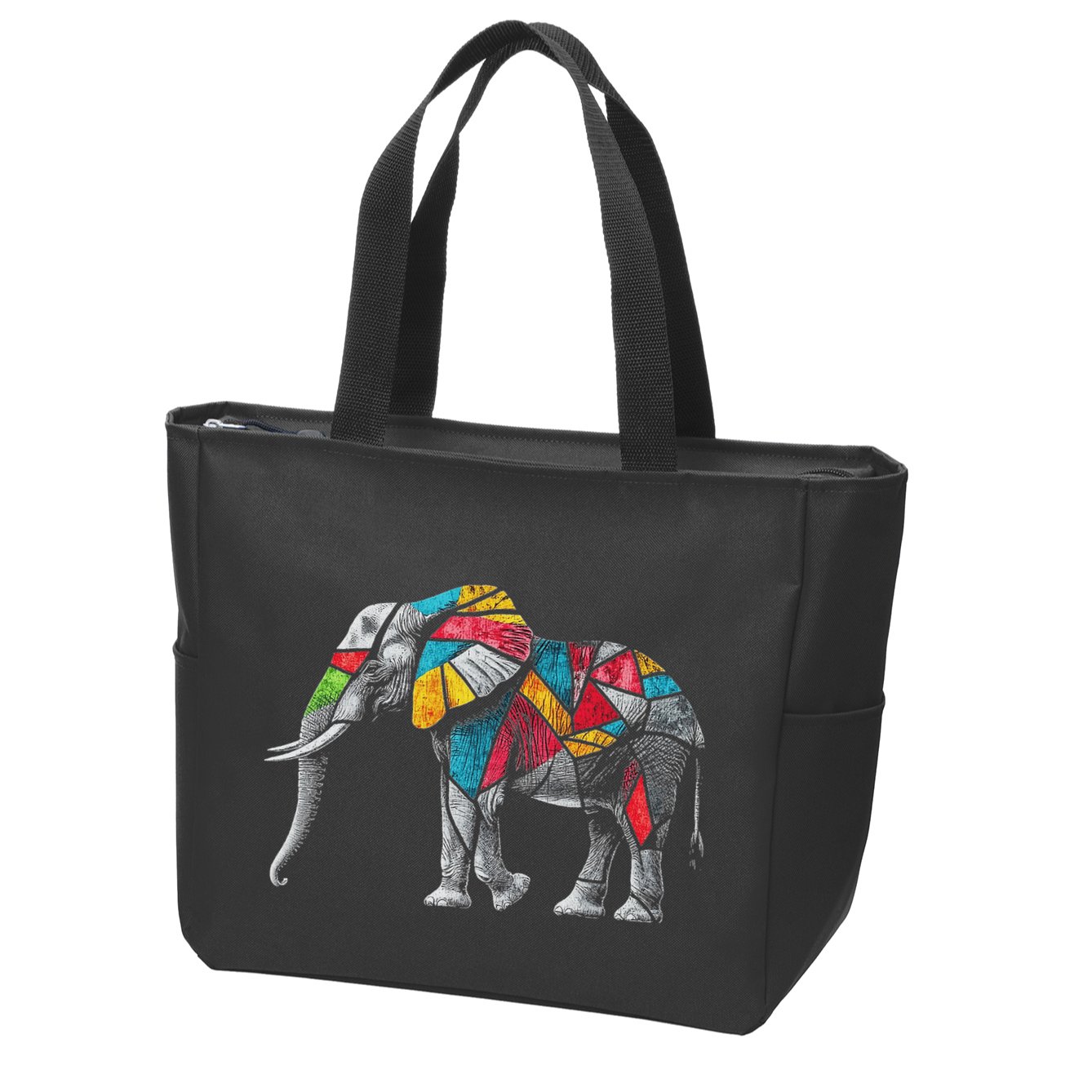 Elephant Animal Motif Artwork Elephant Zip Tote Bag