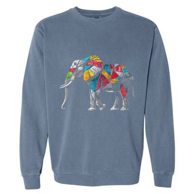 Elephant Animal Motif Artwork Elephant Garment-Dyed Sweatshirt