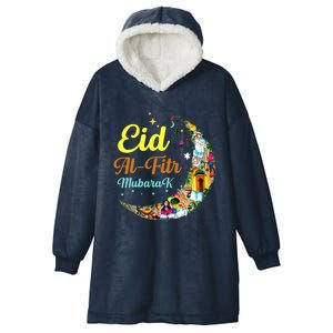 Eid Algiftfitr Mubarak Happy Eid Crescent Moon Eid Present Meaningful Gift Hooded Wearable Blanket