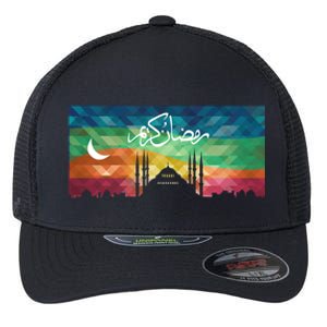 Eid Alfitr Mubarak Kareem Karim Celebration Colorful Mosque Gift Flexfit Unipanel Trucker Cap