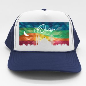 Eid Alfitr Mubarak Kareem Karim Celebration Colorful Mosque Gift Trucker Hat