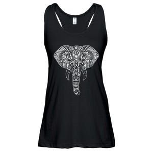 Elephant Art Mandala Design Spiritual Elephant Nature Ladies Essential Flowy Tank