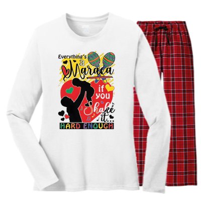 Everythings A Maraca If You Shake It Hard Enough Women's Long Sleeve Flannel Pajama Set 