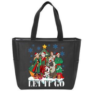 Elsa Anna Olaf Kristoff Hans Christmas Tree Merry Christmas Party Zip Tote Bag