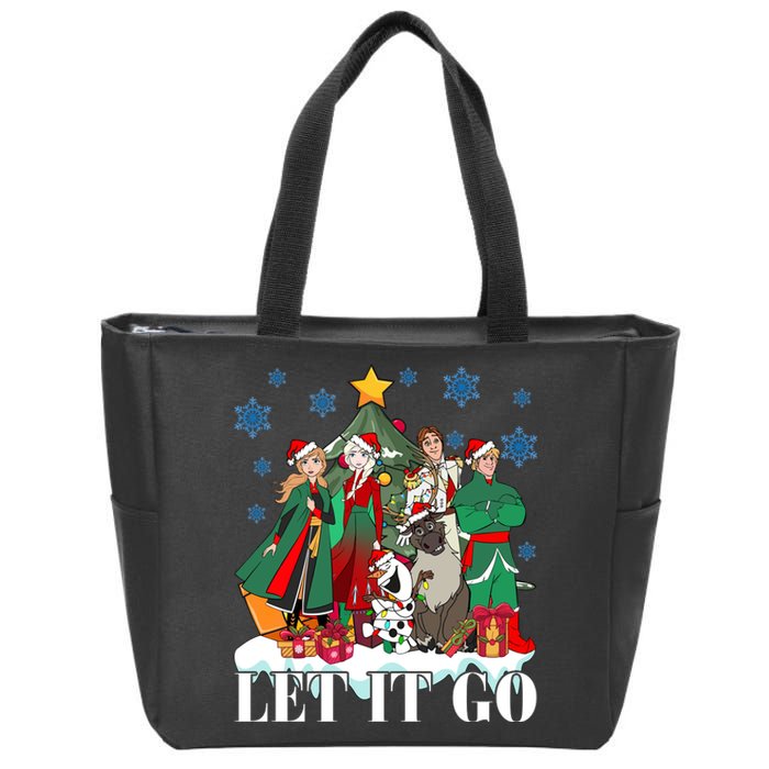 Elsa Anna Olaf Kristoff Hans Christmas Tree Merry Christmas Party Zip Tote Bag