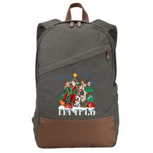 Elsa Anna Olaf Kristoff Hans Christmas Tree Merry Christmas Party Cotton Canvas Backpack