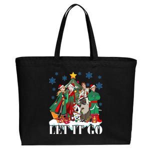 Elsa Anna Olaf Kristoff Hans Christmas Tree Merry Christmas Party Cotton Canvas Jumbo Tote