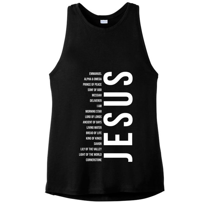 Emmanuel Alpha Omega Prince Of Peace Son Of God Jesus Ladies PosiCharge Tri-Blend Wicking Tank