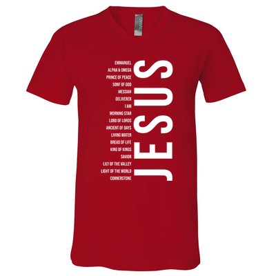 Emmanuel Alpha Omega Prince Of Peace Son Of God Jesus V-Neck T-Shirt