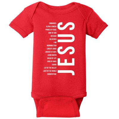 Emmanuel Alpha Omega Prince Of Peace Son Of God Jesus Baby Bodysuit