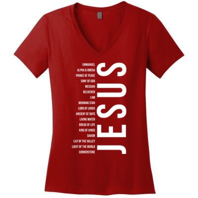 Emmanuel Alpha Omega Prince Of Peace Son Of God Jesus Women's V-Neck T-Shirt