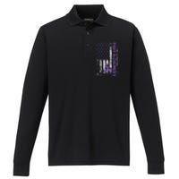 End AlzheimerS Purple Ribbon Alzheimers Awareness Performance Long Sleeve Polo