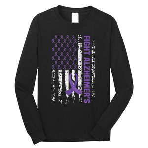 End AlzheimerS Purple Ribbon Alzheimers Awareness Long Sleeve Shirt